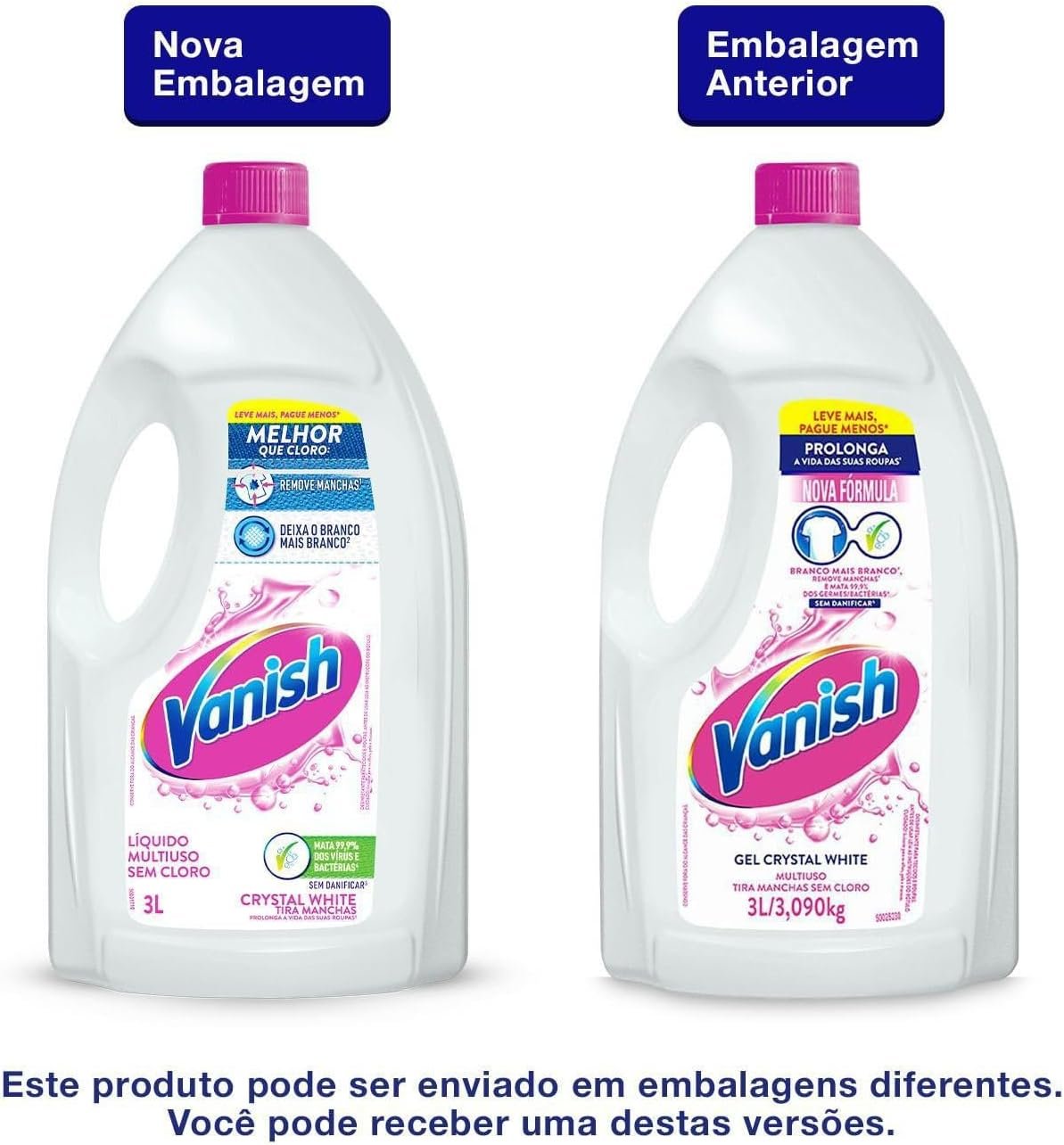 Tira Manchas Líquido Vanish Crystal White 3L Para Roupas Brancas!!
