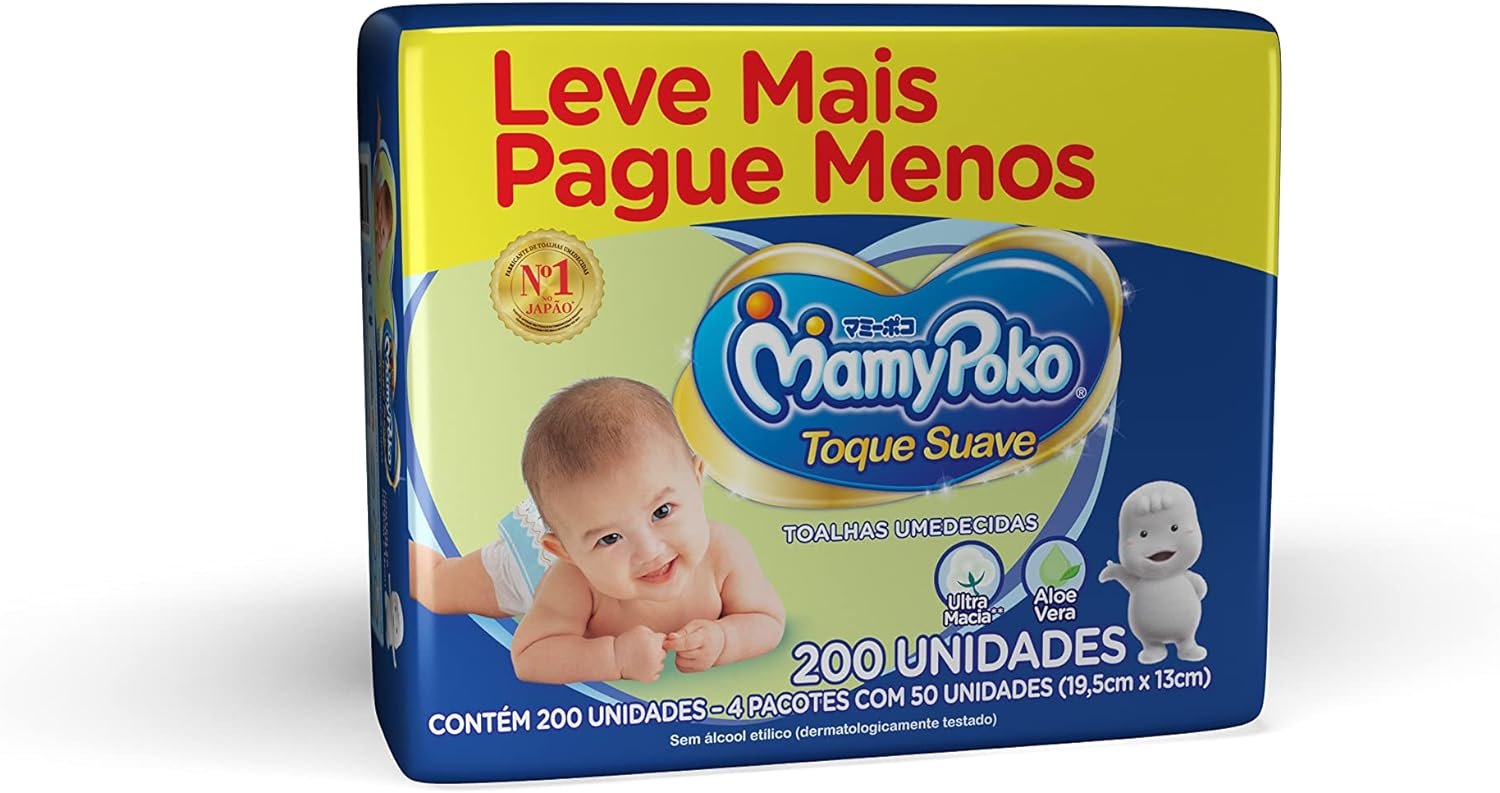 MamyPoko Toalhas Umedecidas Toque Suave 200 Unidades