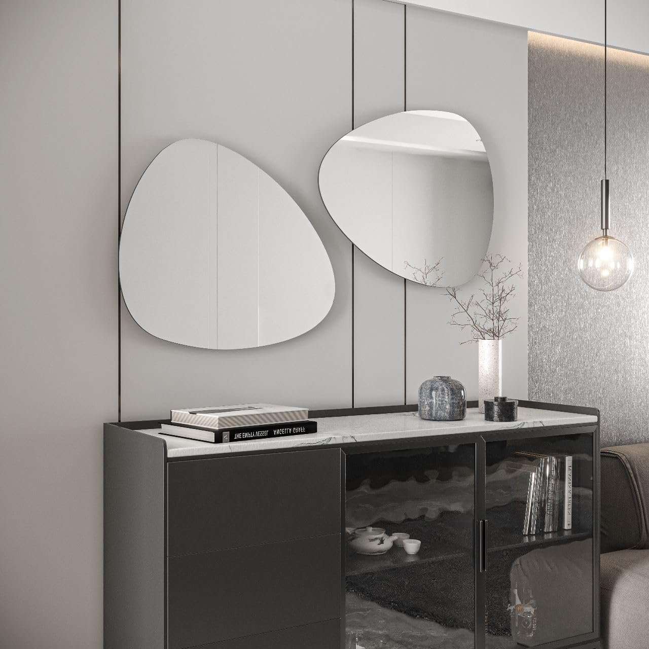 Espelho Decorativo Orgânico Lapidado 70×58 Moderno – com suporte para fixação