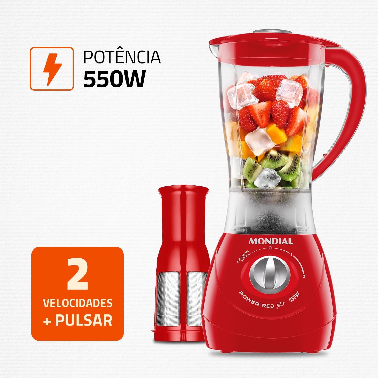 Liquidificador Power Filter Mondial Vermelho 550W 110V – L-77!!!