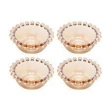 Wolff Pearl Conjunto de Tigelas de Cristal 4 Peças, Laranja (Âmbar), 9 x 4 cm
