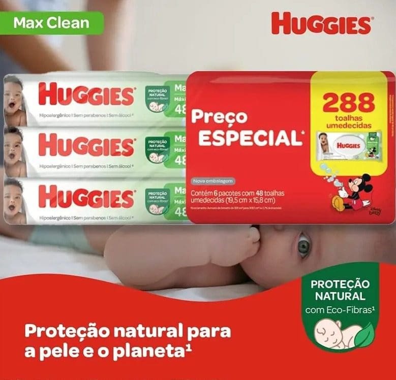 HUGGIES Lenços Umedecidos Huggies Max Clean – 288 Lenços
