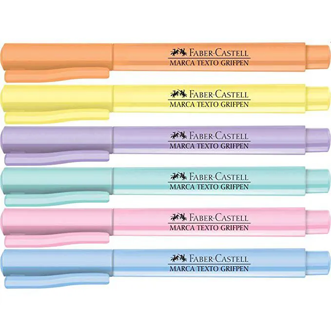 Faber-Castell Grifpen – Caneta Marca Texto, Tons Pastel, 6 Cores
