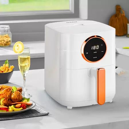 FRITADEIRA ELÉTRICA SEM ÓLEO AIR FRYER 4L GAABOR 1400W DIGITAL TOUCH TECNOLOGIA CYCLONE 360 127V BRANCA