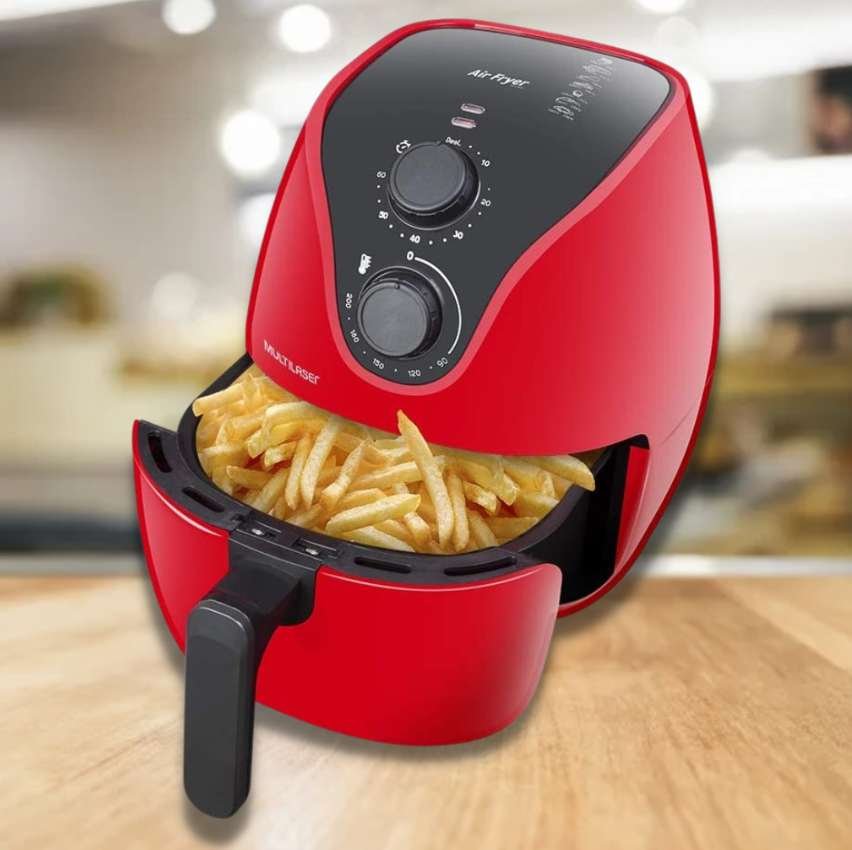 Fritadeira Elétrica Air Fryer 4L 127V 1500W com Grade Vermelha Multilaser – CE083