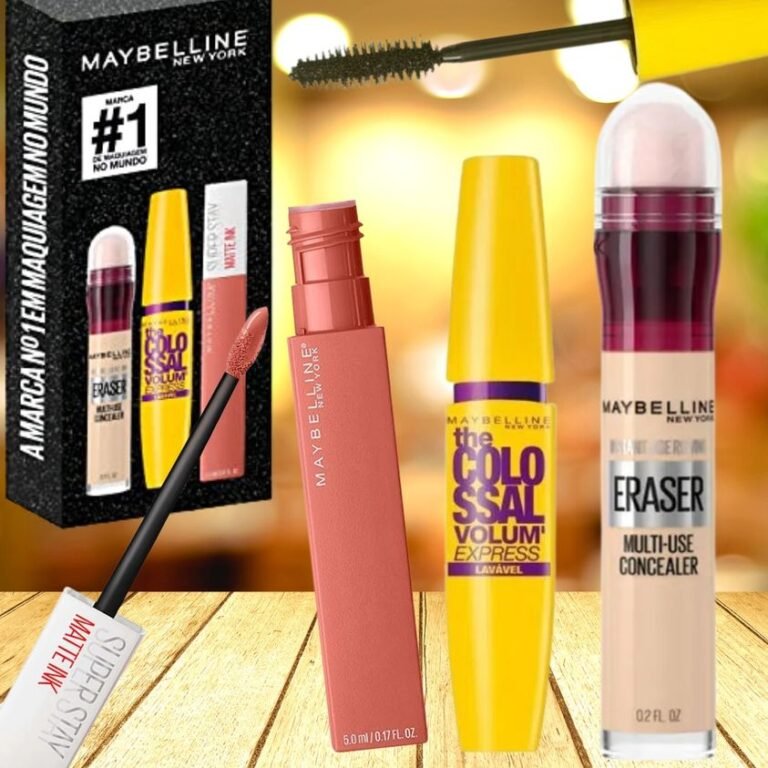 Maybelline NY Kit Queridinhos Batom Líquido Matte Ink 65 Seductress + Máscara De Cílios Colossal Lavável + Corretivo Eraser 130 Medium