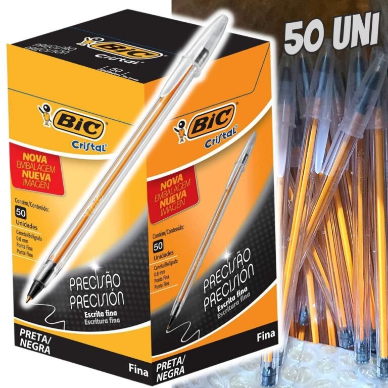 Caneta Esferográfica Preta de Ponta Fina Bic Cristal Precisão e Suavidade – Ponta Ultra Fina de 0.8mm. Escrita Macia e Cor Intensa