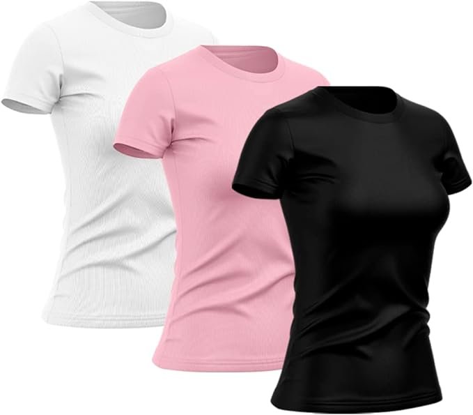 Kit 3 Camisetas Feminina Dry Básica Lisa Proteção Solar UV Térmica Camisa Blusa