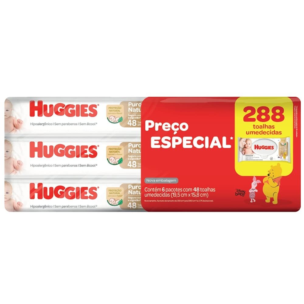 HUGGIES Lenço Umedecido Puro E Natural Leve 6 Pague 5 – 48 Unidades