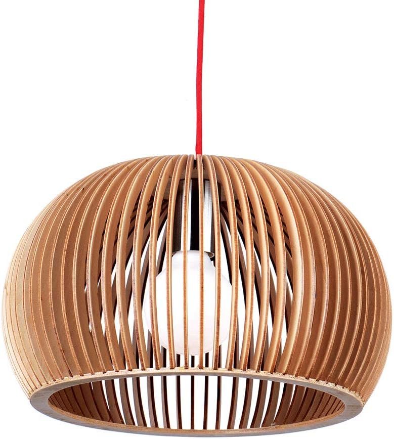 Pendente Bella Iluminação Wood No Voltagev Cromado/ Natural