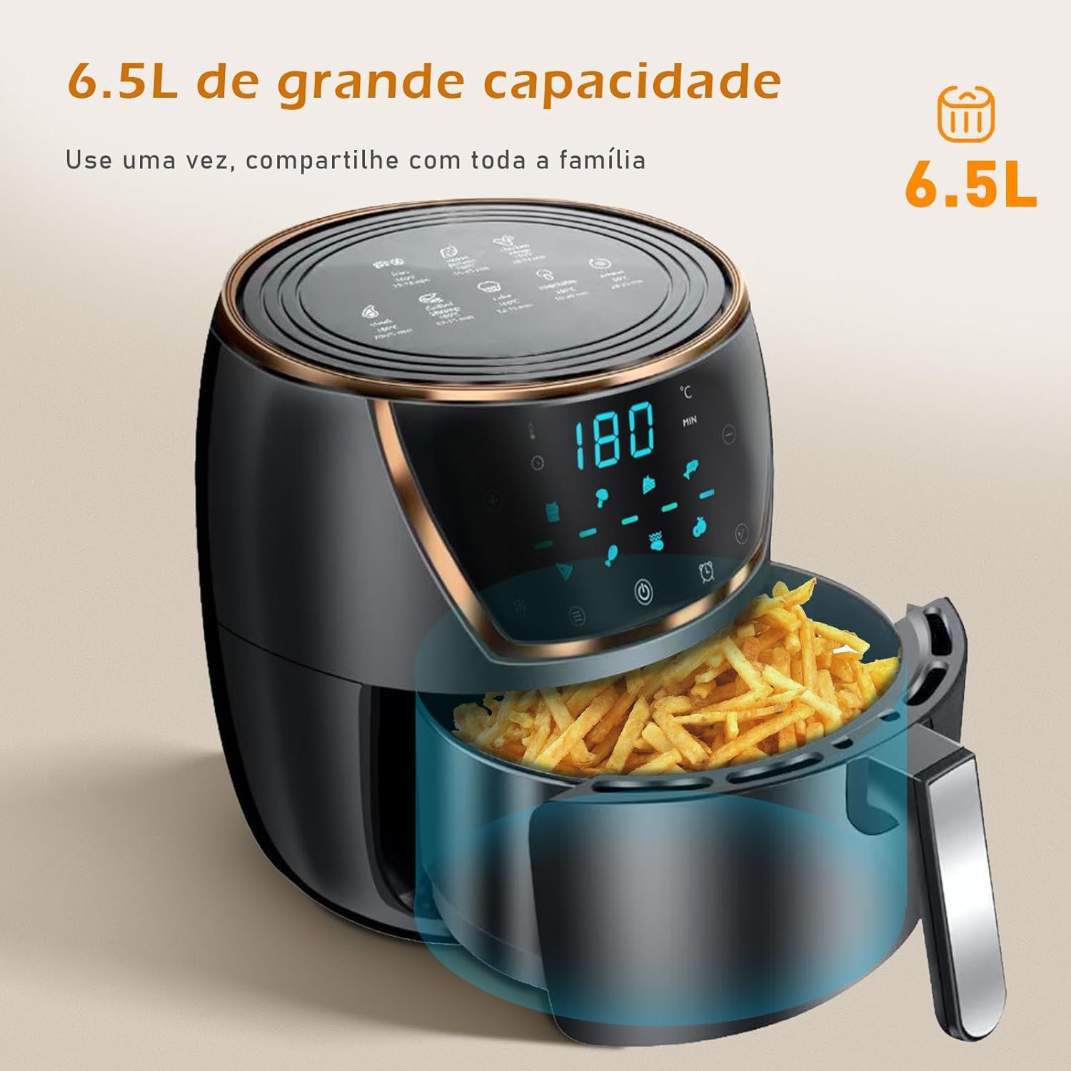Air Fryer, Fritadeira sem Óleo, Fritadeira de Ar Grande Capacidade, 1500W, 127V (WKK-002Y)