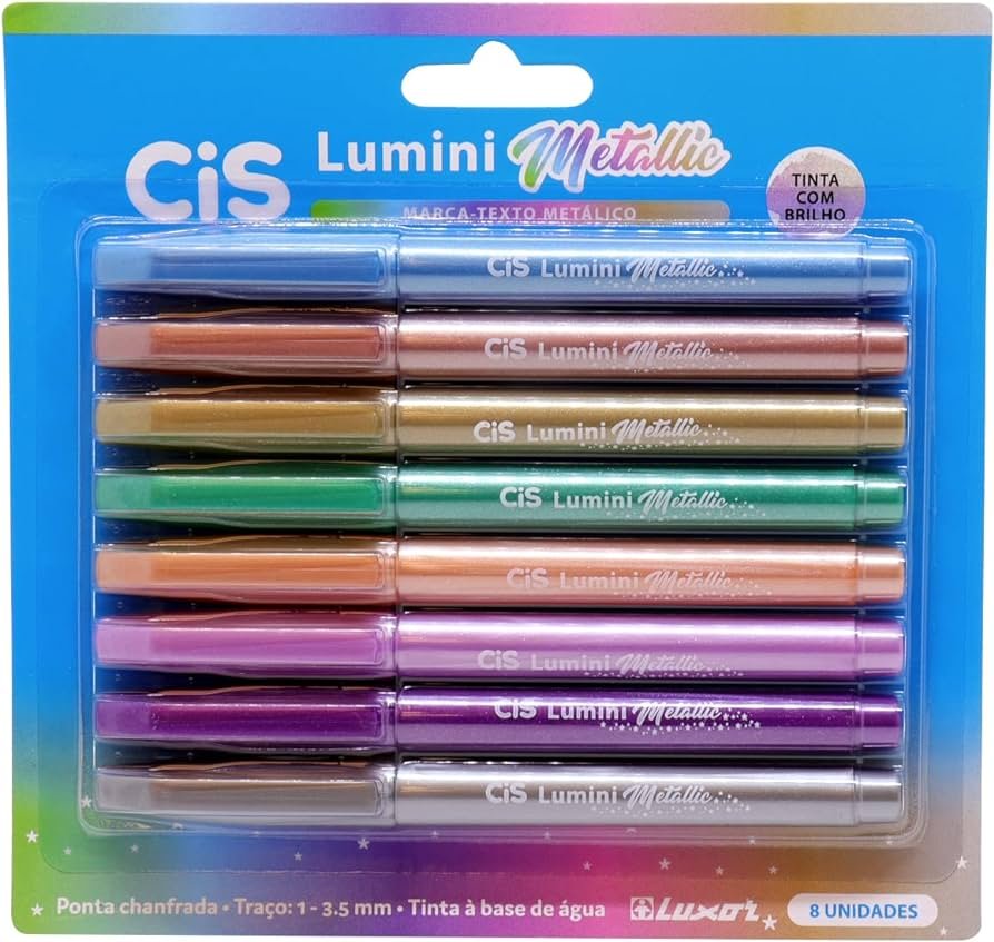 CIS Marcador de Texto Lumini Metallic, Blister com 8 unidades sortidas