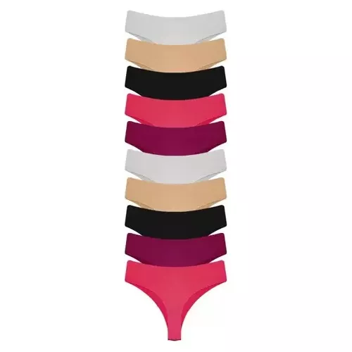 Kit 10 Calcinha Tanga Sem Costura Corte a Laser Moda Íntima QLC SPORT