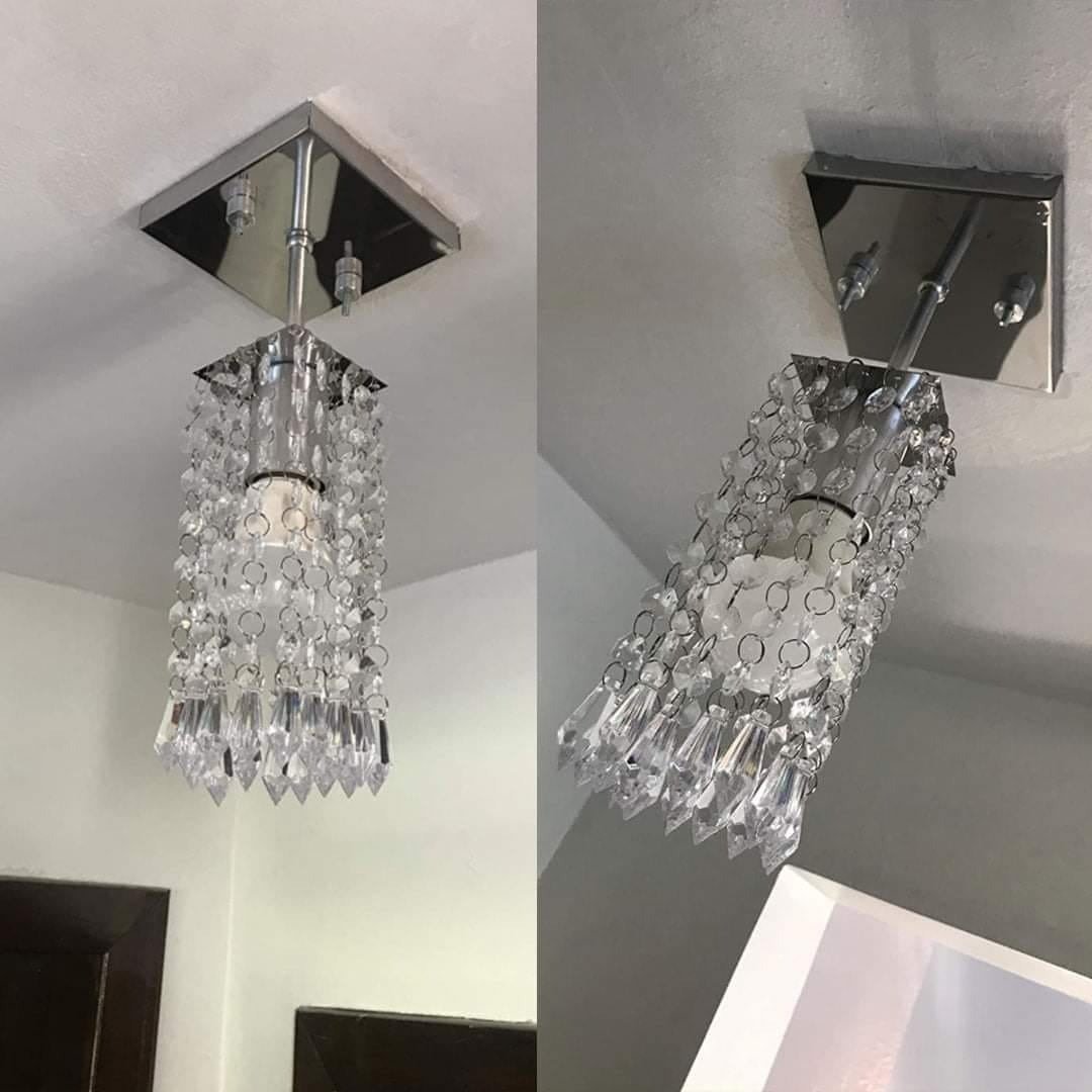 2 Lustres Plafon Clearcrillic Quadrado Cristal Acrílico