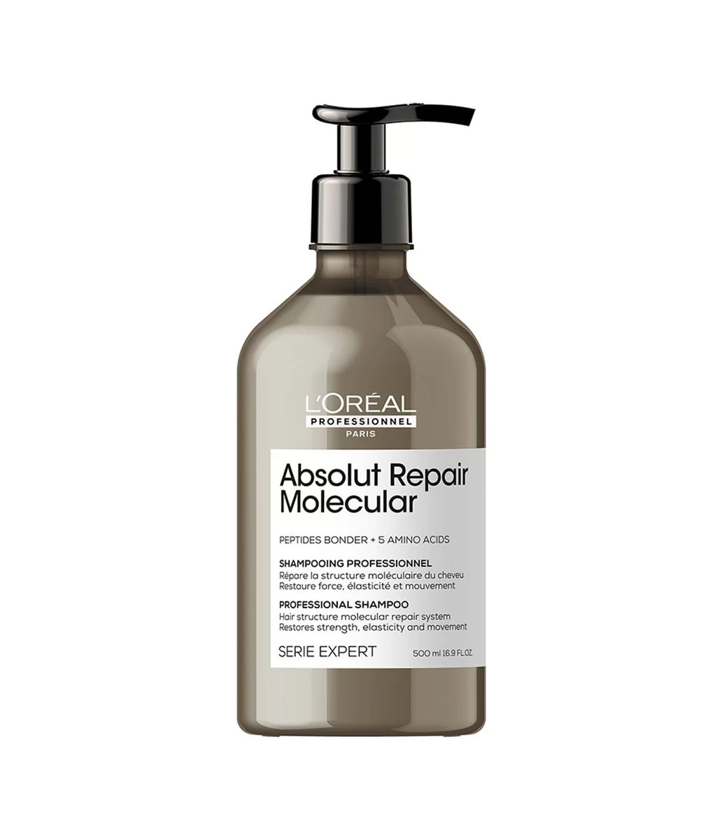 L’Oréal Professionnel Shampoo Absolut Repair Molecular, Repara Danos e Restaura Todos os Tipos de Cabelos Danificados, Sem Sulfato, SERIE EXPERT, 500ml