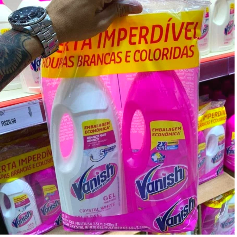 Vanish Multiuso para roupas brancas e coloridas – Tira Manchas Gel, 2 unidades de 1,5L