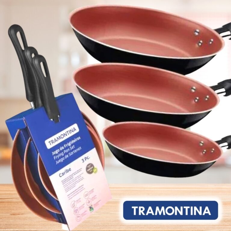 Tramontina JOGO FRIGIDEIRAS 3PCS CARIBE PRETO – SORTIDOS DE ALUMINIO COM REV ANTIADERENTE E POLIESTER