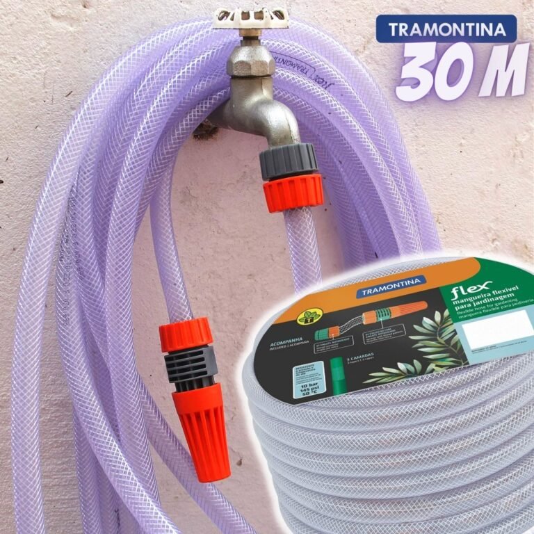 Mangueira Flex para Jardim, com Engates Rosqueados e Esguicho, Tramontina, 30 M, Transparente
