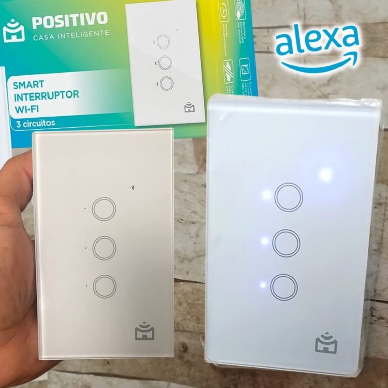 Smart Interruptor Wi-Fi Positivo Casa Inteligente, 3 Módulos, Touch, Branco – Compatível com Alexa