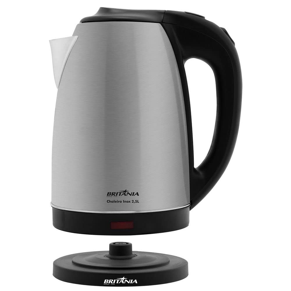 Chaleira elétrica, 2.5L, 110V, Prata, Britânia