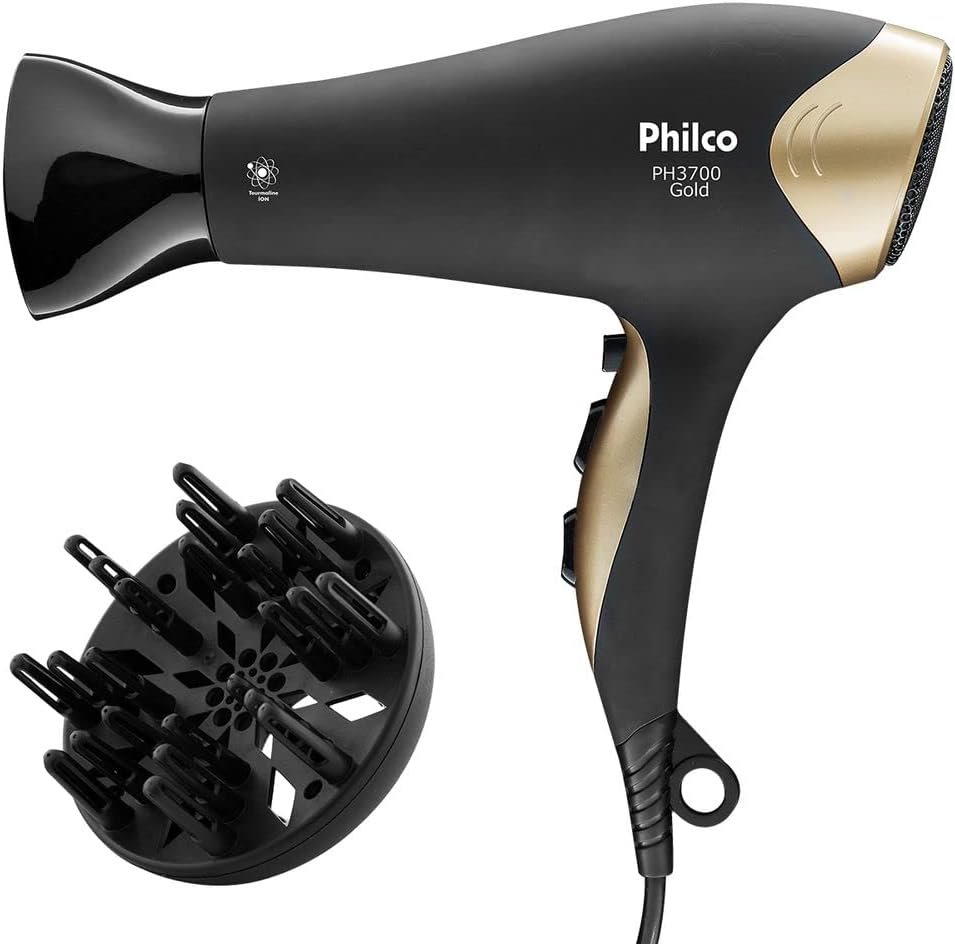 Philco Secador de Cabelos, Preto/Dourado, 127V