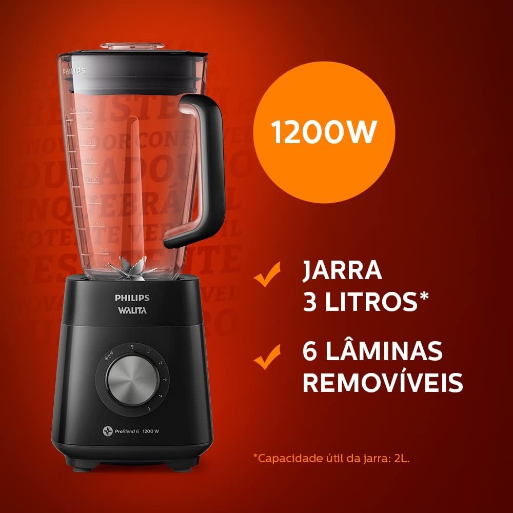 PHILIPS Liquidificador Série 5000, RI2240, Preto, 110v, Walita