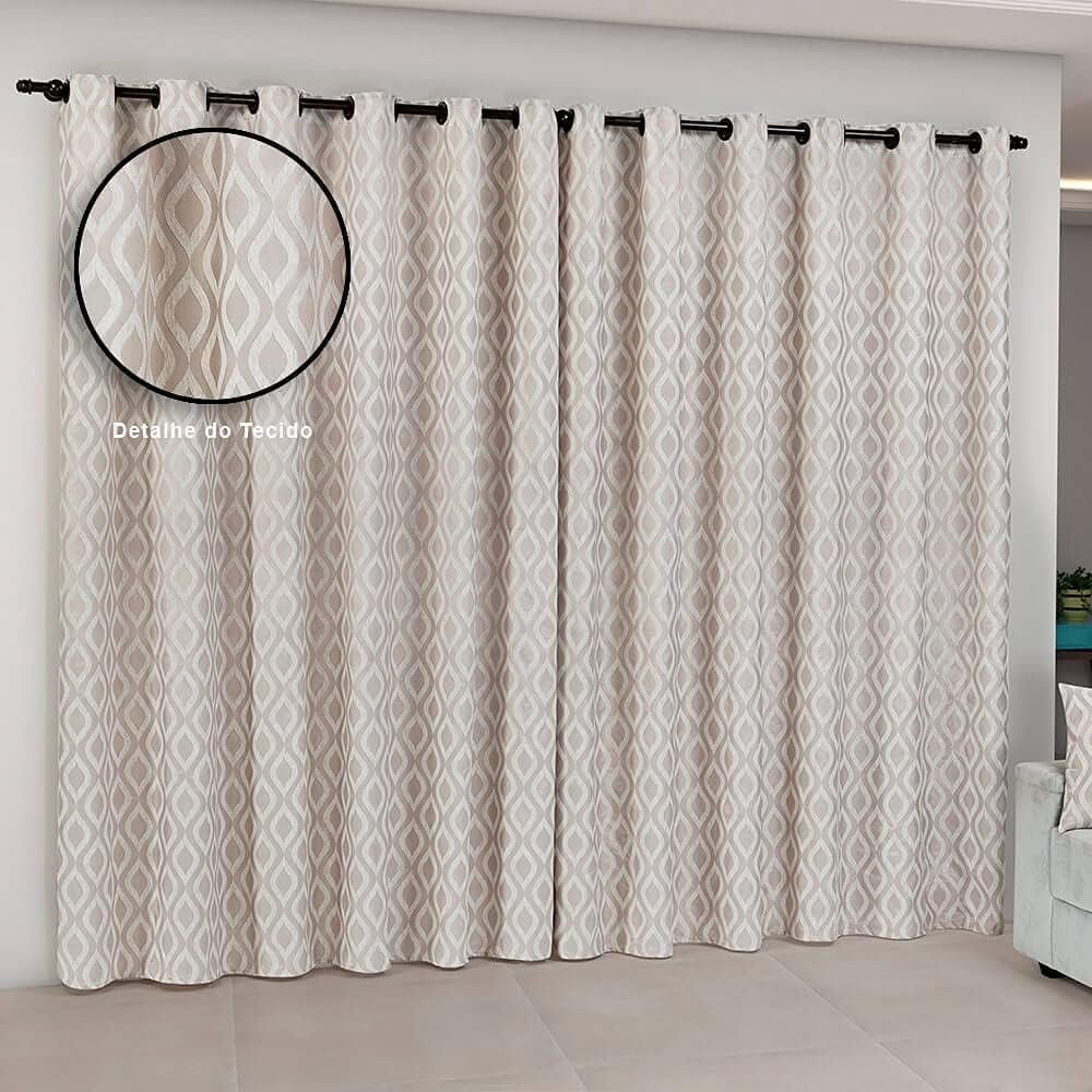 Cortina Grosso Quarto e Sala 4,00m Larg. x 2,60m Alt. Linho/Jacquard Semi Blackout Com Ótimo Caimento – Prisma