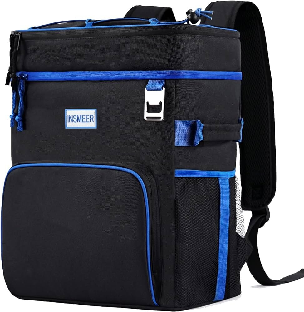 INSMEER Mochila térmica, refrigerador de praia isolado grande refrigerador de acampamento macio à prova de vazamento