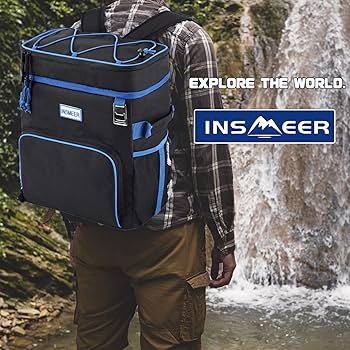 INSMEER Mochila térmica, refrigerador de praia isolado grande refrigerador de acampamento macio à prova de vazamento