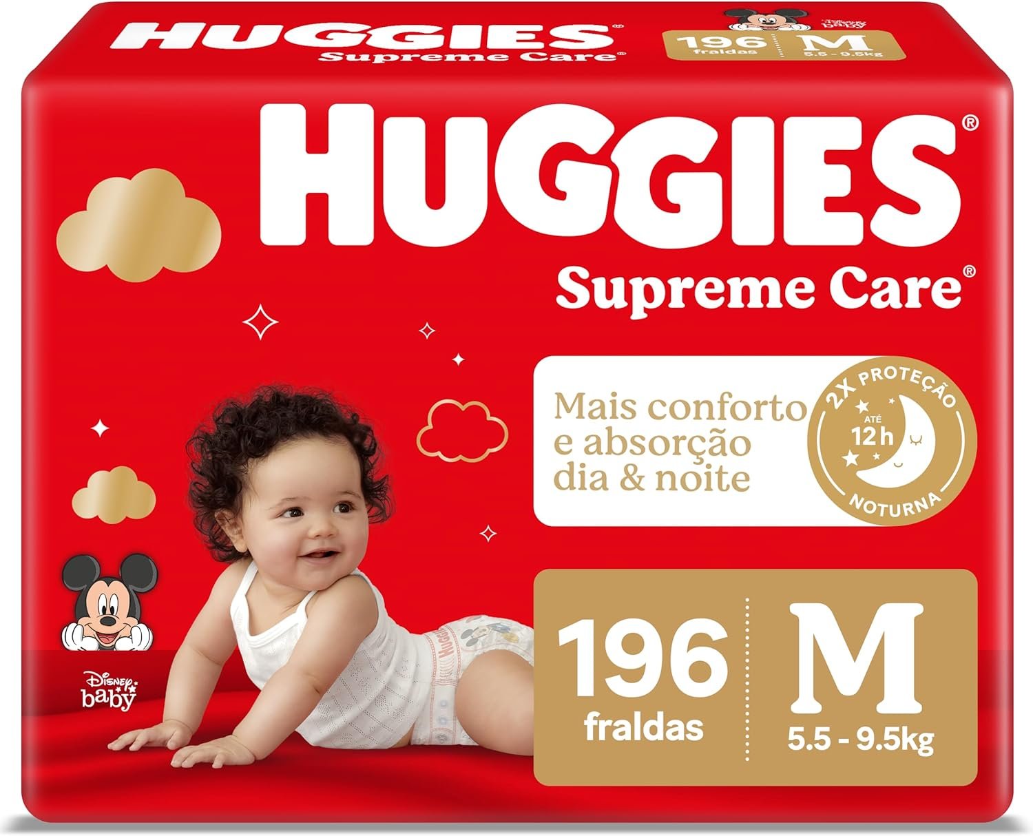 HUGGIES Fralda Supreme Care M – 196 fraldas, Cor: Vermelho