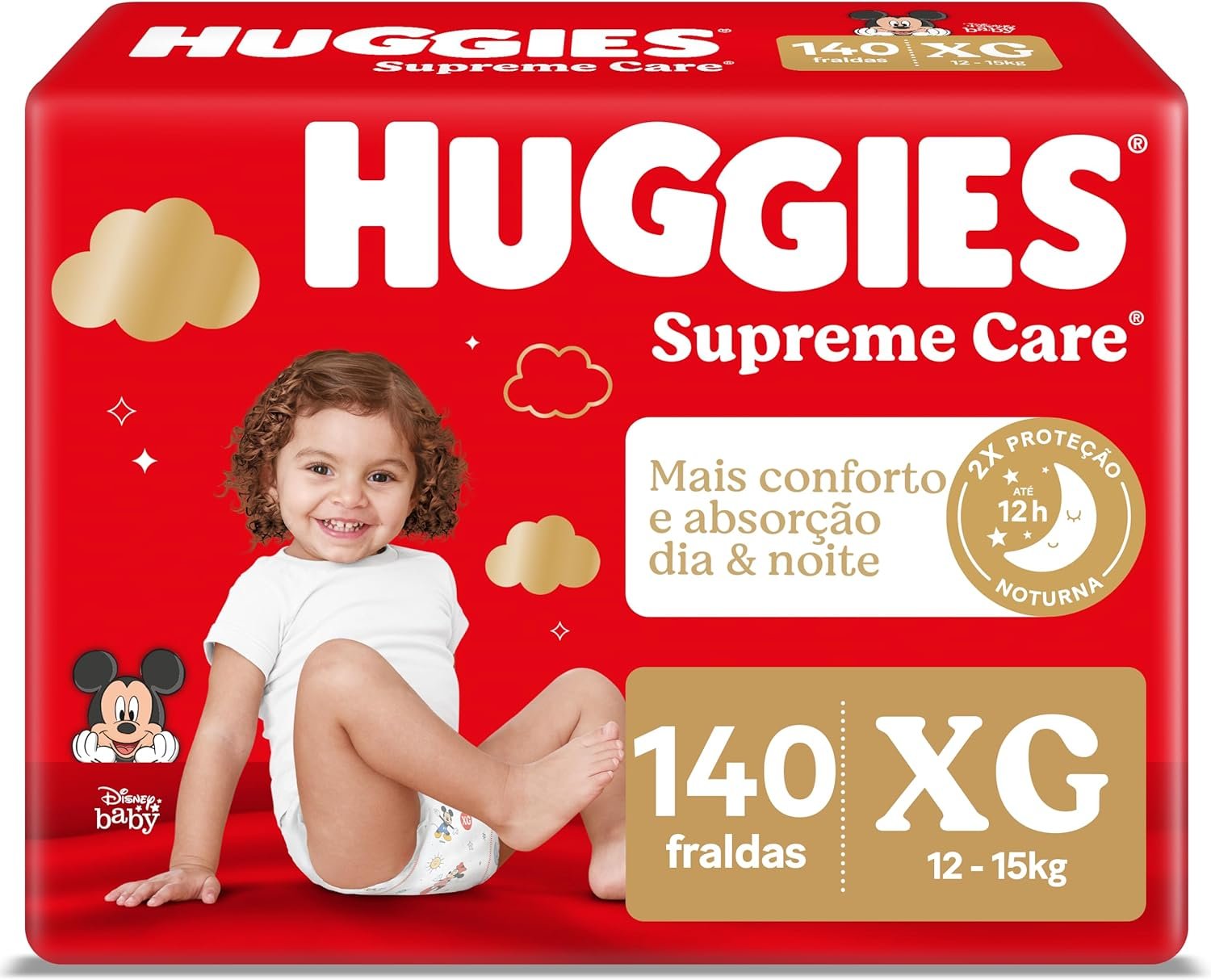 HUGGIES Fralda Supreme Care XG – 140 fraldas, Cor: Vermelho
