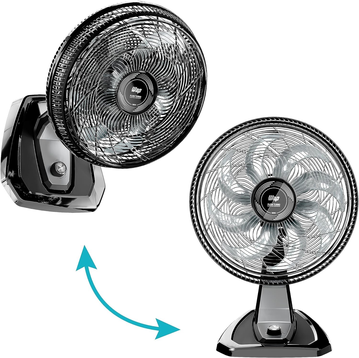 WAP FLOW TURBO Ventilador 2 em 1 Mesa e Parede 180W 50 cm 8 Pás Potente Silencioso e Econômico com 3 Velocidades 220V