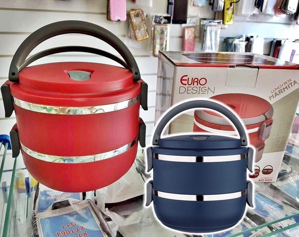 Marmita dupla Lunch Box Azul, LB1234-AZ , Euro Home