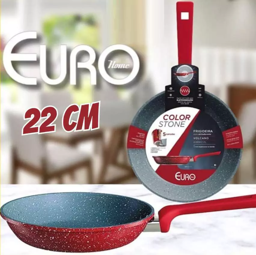 Frigideira 22 cm ColorStone de alumínio com antiaderente, Titânio, ALU8259-TI, Euro Home