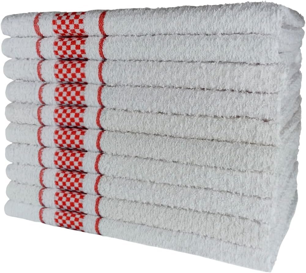 Kit 10 Pano de Prato Atoalhado Para Cozinha Felpudo Premium 45x70cm 370g/m² 100% Algodão – Vermelho