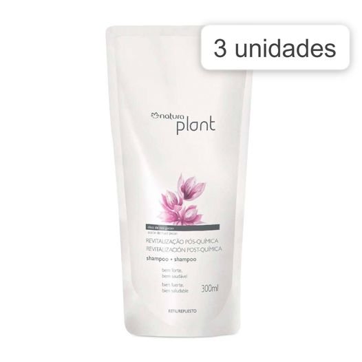 3 Refil Shampoo Revitalização Pós química Natura Plant 300 ml