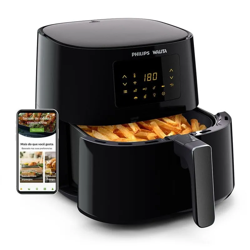Philips Walita Fritadeira Airfryer Digital Série 3000, Preta, 4.1L de capacidade, Garantia internacional de dois anos, 127V, 1400W (RI9252/91)
