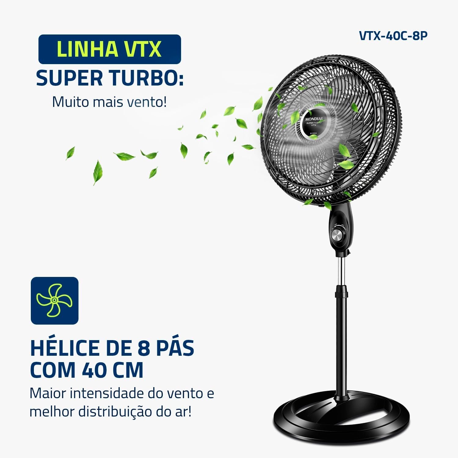 ✅MONDIAL Ventilador Coluna, Turbo 8 Pás – 40cm, 110V, Preto/Prata, 140W – VTX-40C-8P!!