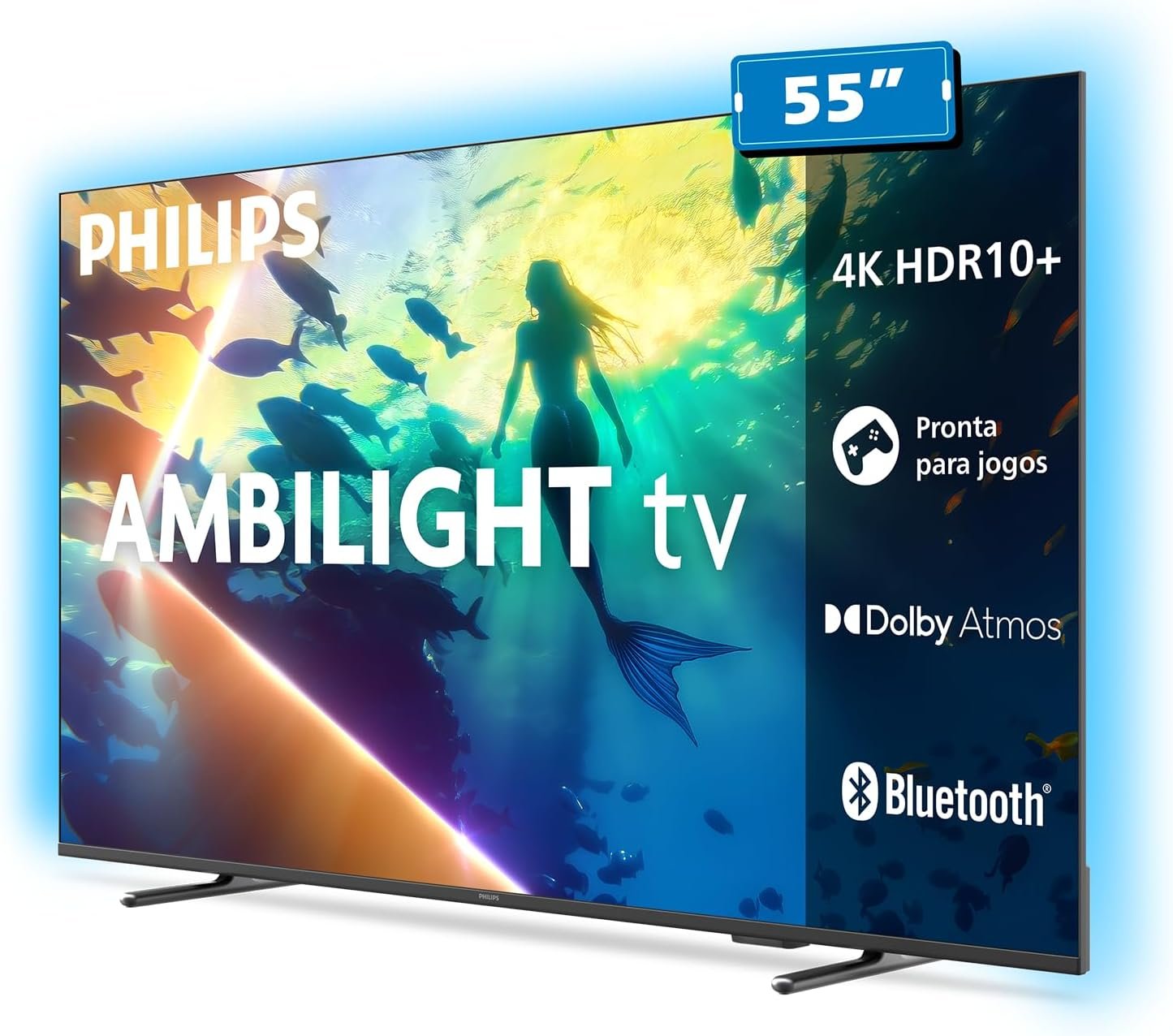 PHILIPS, Smart TV Ambilight 55″ 4K, 55PUG8100/78, Comando de Voz, HDR10+/Dolby Atmos, VRR/ALLM, Bluetooth!!