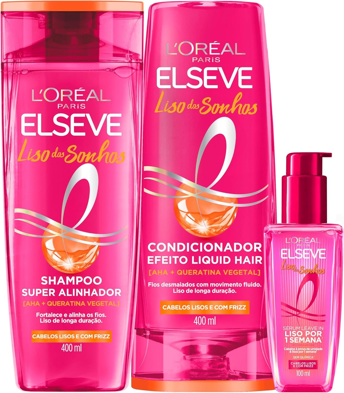 L’Oréal Paris Elseve Liso dos Sonhos Kit Shampoo, Condicionador e Sérum