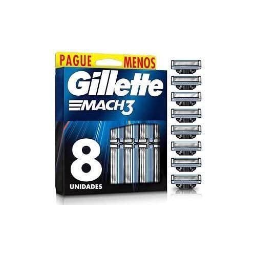 Gillette Mach3 – Carga para Aparelho de Barbear, Leve 8 Pague 6 (o pacote pode variar)