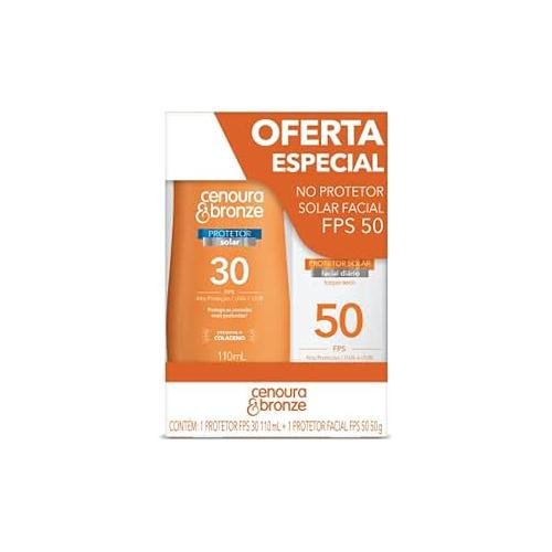 Cenoura e Bronze Kit Protetor Solar Corpo FPS 30 200ml + Facial FPS 30 50g, Cor: Branco