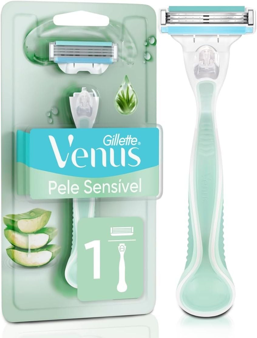 Gillette Venus Pele Sensível Aparelho de Depilar Recarregável com Aloe Vera, 1 Unidade😎💕!!