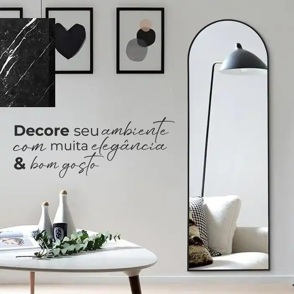 ✅Espelho Oval Moldura Preto Sala Quarto Hall 100×30 Grande Decorativo😎💕!!