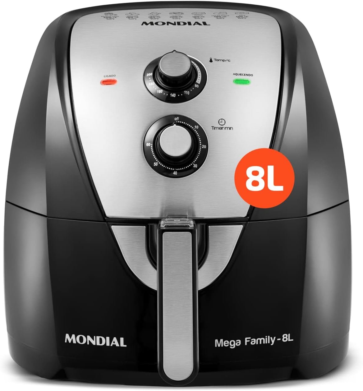 ✅MONDIAL Fritadeira Sem Óleo Air Fryer 8L PretoInox 1900W 220V – AFN-80-BI!!