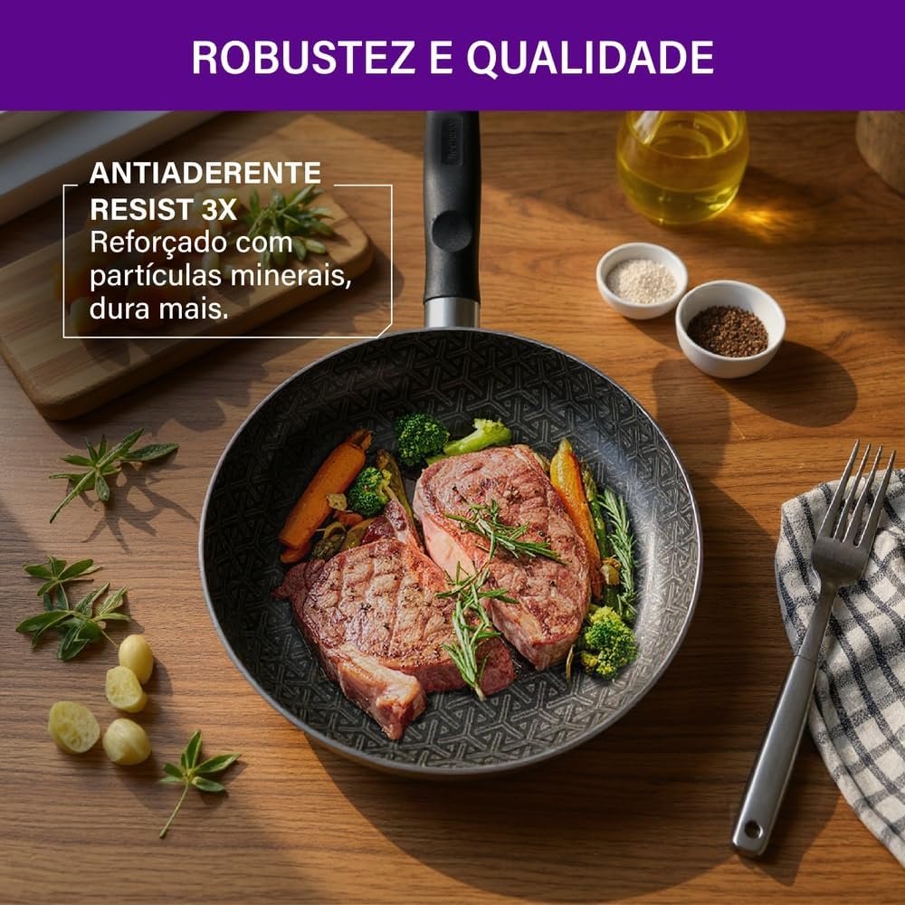 ✅Frigideira Rochedo Robusta Grafite 26cm com Antiaderente Resist😎💕!!