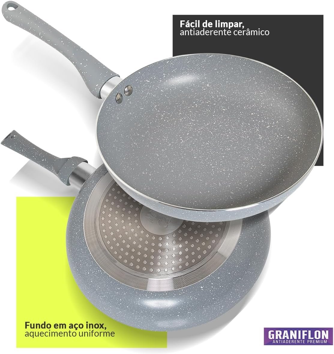 ✅Frigideira Antiaderente 20cm Cinza Graniflon 😎💕!!