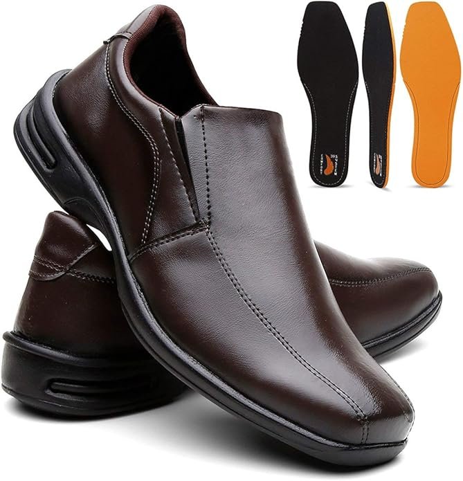 😱CORRE🏃🏃‍♂️‼️Preço muito bom 😍‼️ ✅Sapato Masculino Confort Plus Leve E Macio – Café Calçar/40😎💕!!    💵R$ 68,31 / parcelado