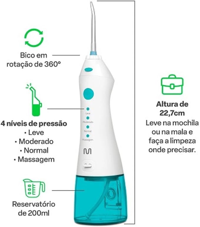 ✅Irrigador Oral Clearpik Portable 200ml Recarregável Multi Saúde – HC036!!😎💕