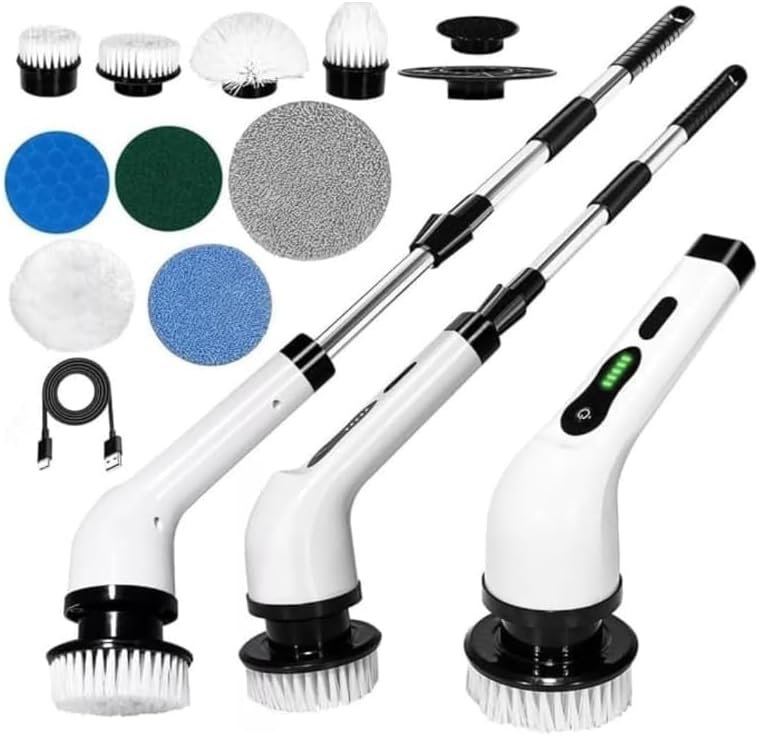 Esfregão Elétrico Profissional 9 em 1 Recarregável Mop 360º Sem Fio Potente Portátil Limpeza Pesada!!😎💕